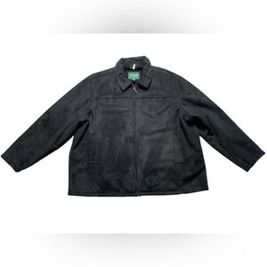 David Taylor Mens Faux Suede Jacket Black Full Zip Faux Fur Lined 3XL
